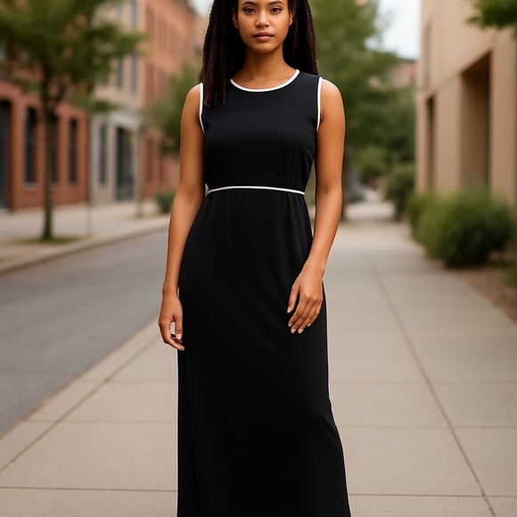 Liz Claiborne Dresses & Skirts - NWOT Y2K LIZ CLAIBORNE BLACK & WHITE MINIMALIST SLEEVELESS MAXI DRESS SZ 12